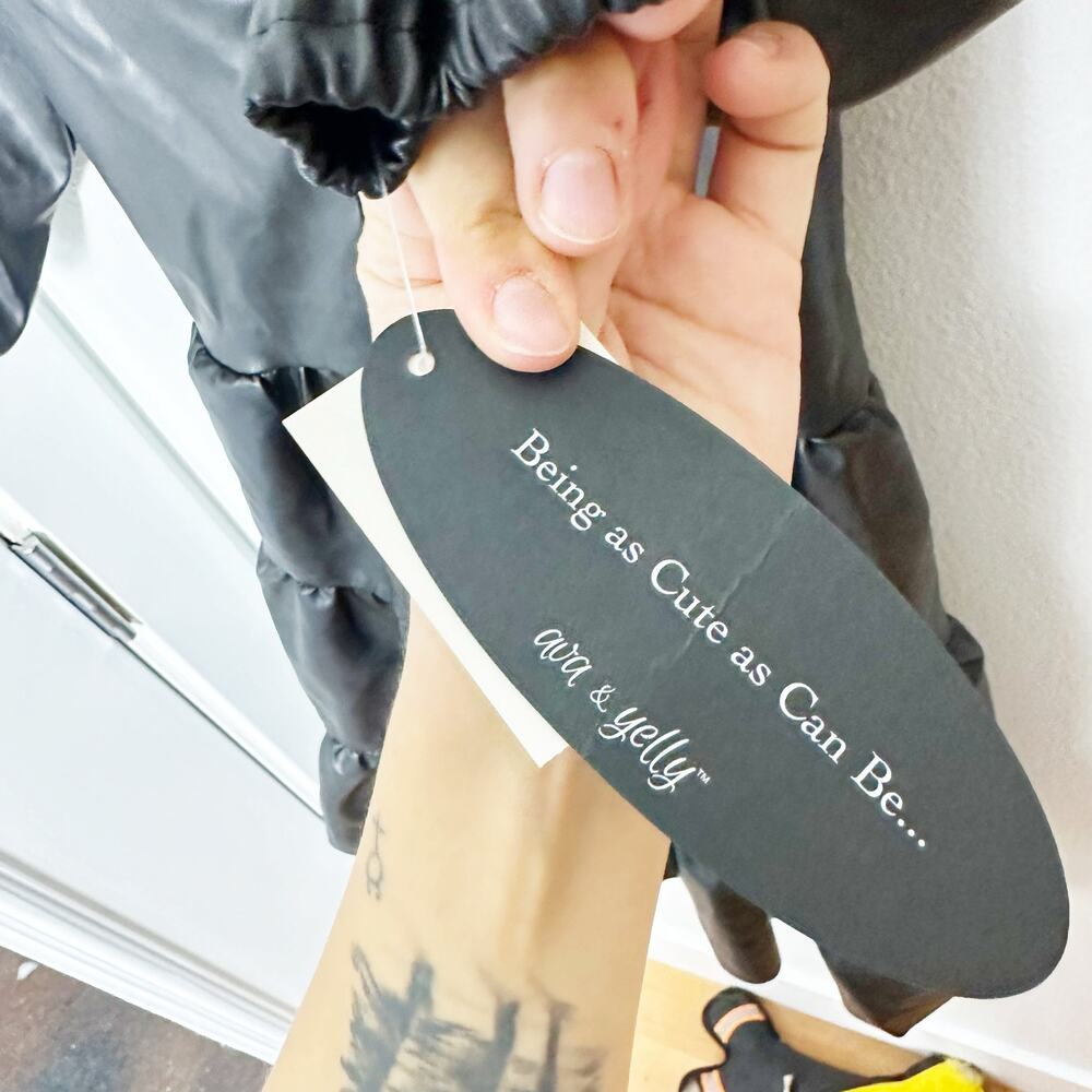 NWT Ava & Yelly Faux Leather Tiered Short Sleeve Dress sz 14 - Picture 6 of 7